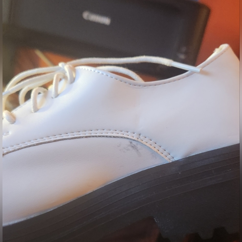 Women's White Chunky Oxfords Size 7.5 - Picture 16 of 16